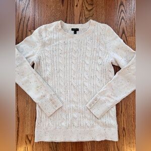 Talbots Women's Speckled Cream Cable Knit Sweater